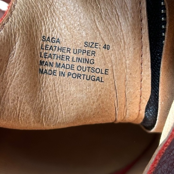 Miz Mooz Saga Red Leather Ankle Strap-Front Zip Heels - Picture 8 of 9